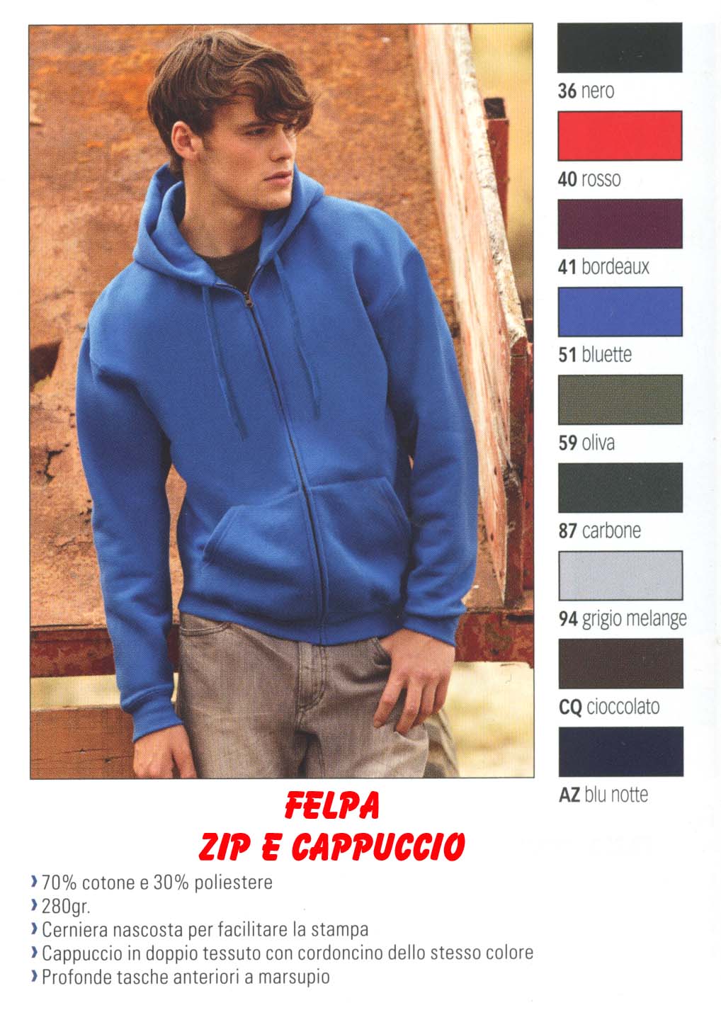 FELPA CON CAPPUCCIO E ZIP INTERA